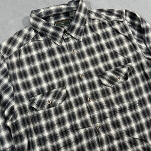 Field & Stream Shirt Mens Large Black Gray Flannel Plaid Workwear Casual Cotton